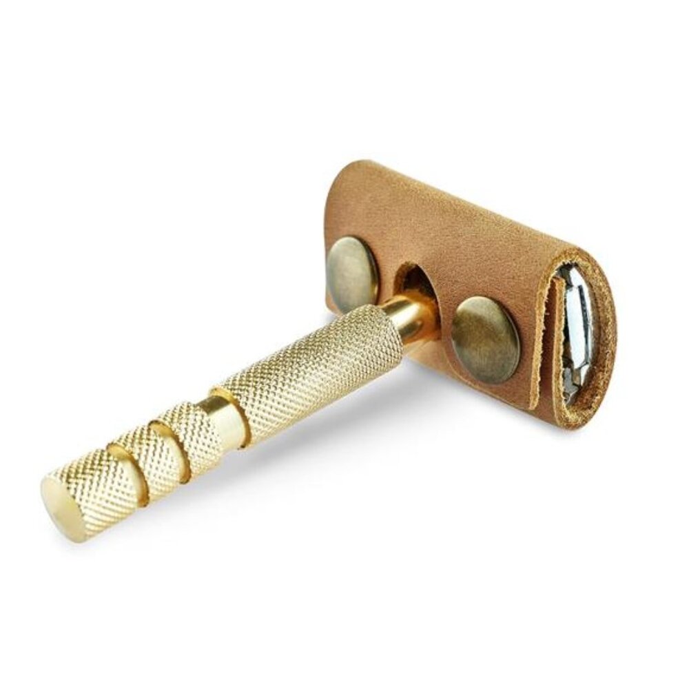 Safety Razor Head Protecting Leather Cover, Genuine Cowhide Leather - Picture 2 of 7